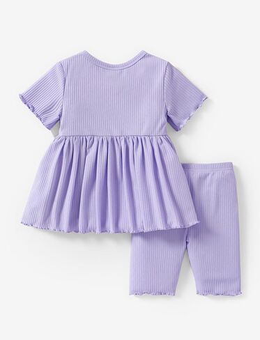 PATPAT Toddler Girls Summer Outfit 2 Piece Short Sleeve Peplum Ruffle Top T-Shirt and Short Sets 2-6Y in Saudi Arabia