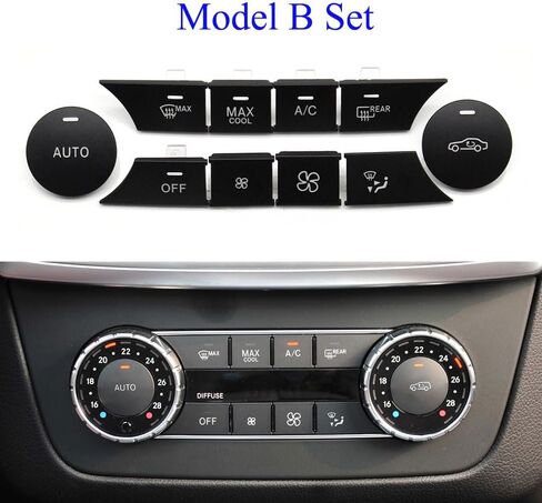 غطاء زر تكييف الهواء لوحدة التحكم المركزية من Goodithy طقم غطاء زر التحكم في المناخ AC بديل لسيارة Mercedes Benz C GLK Class W204 X204 C180 C200 C300 2010 2011 2012 2013 2014 2015 (نموذج مجموعة) in Kuwait