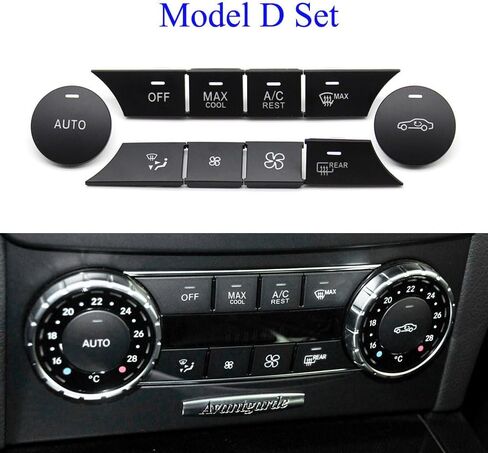 غطاء زر تكييف الهواء لوحدة التحكم المركزية من Goodithy طقم غطاء زر التحكم في المناخ AC بديل لسيارة Mercedes Benz C GLK Class W204 X204 C180 C200 C300 2010 2011 2012 2013 2014 2015 (نموذج مجموعة) in Kuwait