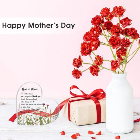 Mom Gifts for Mom from Daughter and Son Heart Keepsake Sign Best Mom Ever Gifts Appreciation Gifts Acrylic Plaque Desk Decorations for Mom Birthday Gifts Mother in Law Gift Grandma in Saudi Arabia