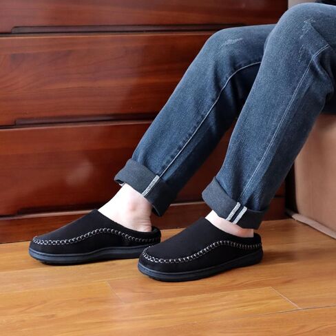 Honalika رجل بدون كعب النعال اليدوية تنفس Microsuede منخفضة الظهر أحذية منزلية مع لينة رغوة الذاكرة النعال للرجال في الأماكن المغلقة in Saudi Arabia