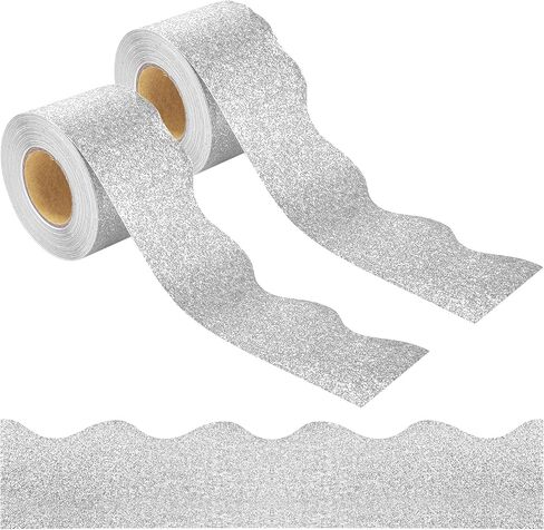 131 Ft Black Glitter Bulletin Board Borders Black Scalloped Bulletin Board Trims Shiny Decorative Border Trims Sparkle Self-Adhesive Bulletin Stickers for Classroom School Home Office Blackboard Desk in Saudi Arabia