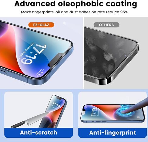EZ-GLAZ-4 Pack Screen Protector for iPhone 11[6.1 inch] With 2 Pack Camera Lens Protector, [Drop Protection] 9H Hardness Scratch Resistant Tempered Glass Film, Easy to install - HD Clear in Saudi Arabia