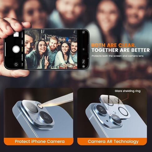 EZ-GLAZ-4 Pack Screen Protector for iPhone 11[6.1 inch] With 2 Pack Camera Lens Protector, [Drop Protection] 9H Hardness Scratch Resistant Tempered Glass Film, Easy to install - HD Clear in Saudi Arabia