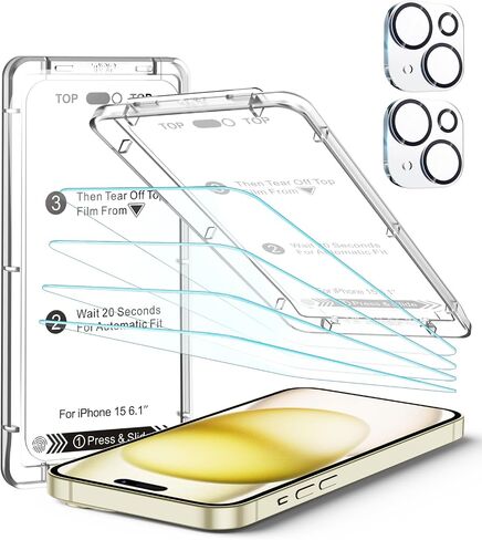 EZ-GLAZ-4 Pack Screen Protector for iPhone 11[6.1 inch] With 2 Pack Camera Lens Protector, [Drop Protection] 9H Hardness Scratch Resistant Tempered Glass Film, Easy to install - HD Clear in Saudi Arabia