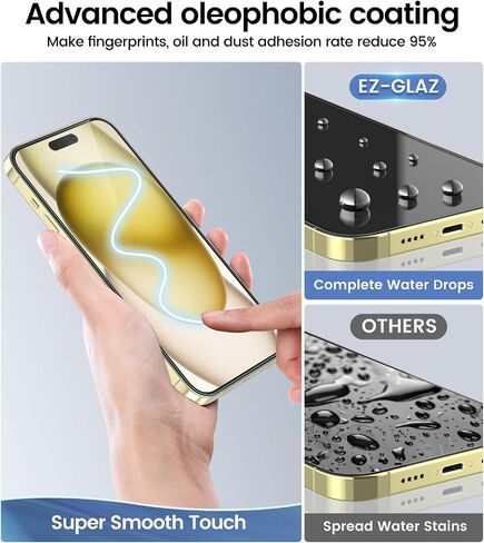 EZ-GLAZ-4 Pack Screen Protector for iPhone 11[6.1 inch] With 2 Pack Camera Lens Protector, [Drop Protection] 9H Hardness Scratch Resistant Tempered Glass Film, Easy to install - HD Clear in Saudi Arabia