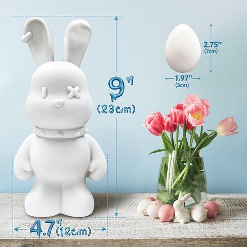 مجموعة 40 قطعة من أدوات صب الفنون اليدوية، قم بطلاء بنك أموال الأرنب الخاص بك، حصالة عملات معدنية غير مكتملة على شكل أرنب، 6 بيضات إسفنجية بطيئة الارتفاع، لوحة سائلة للأطفال الأولاد والبنات، ديكور غرفة هدايا عيد الميلاد in Kuwait