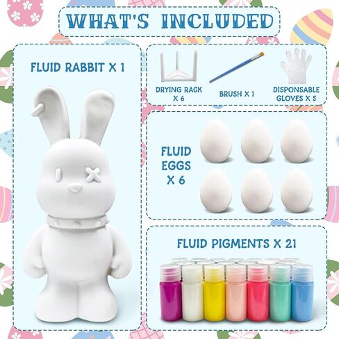 مجموعة 40 قطعة من أدوات صب الفنون اليدوية، قم بطلاء بنك أموال الأرنب الخاص بك، حصالة عملات معدنية غير مكتملة على شكل أرنب، 6 بيضات إسفنجية بطيئة الارتفاع، لوحة سائلة للأطفال الأولاد والبنات، ديكور غرفة هدايا عيد الميلاد in Kuwait