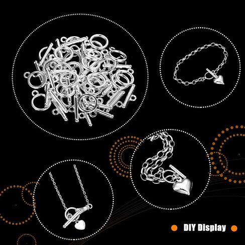 260 Pieces Toggle Clasps for Jewelry Making Include 60 Pairs Alloy Toggle Clasps Connectors Metal Bar and Snap Ring with 200 Pieces Open Rings(Gold, Silver) in Saudi Arabia