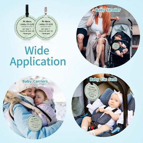 No Touching Newborn Baby Car Set Sign or Stroller Tag, Do Not Touch Baby Sign for Baby Girl Boy, Baby Preemie Gender Neutral No Touch Safety Sign with Hanging Straps and Clip (2 Pack Set) in Saudi Arabia