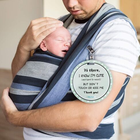 No Touching Newborn Baby Car Set Sign or Stroller Tag, Do Not Touch Baby Sign for Baby Girl Boy, Baby Preemie Gender Neutral No Touch Safety Sign with Hanging Straps and Clip (2 Pack Set) in Saudi Arabia