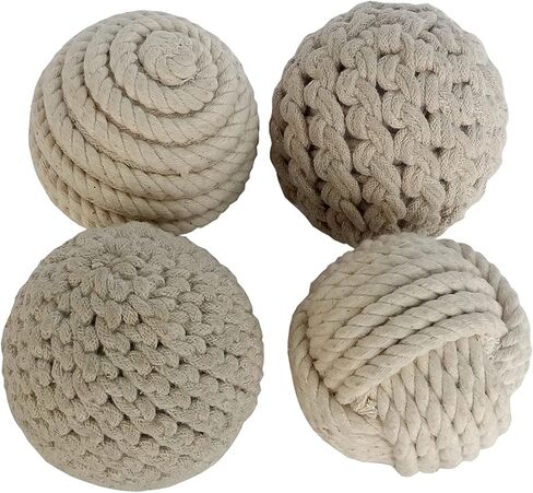 Deco 79 Jute Handmade Orbs & Vase Filler with Varying Designs, Set of 4 4"D, Brown in Saudi Arabia