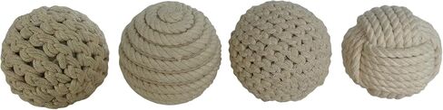 Deco 79 Jute Handmade Orbs & Vase Filler with Varying Designs, Set of 4 4"D, Brown in Saudi Arabia