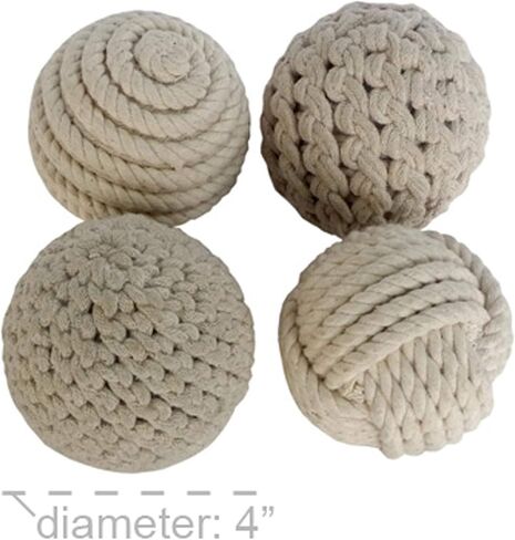 Deco 79 Jute Handmade Orbs & Vase Filler with Varying Designs, Set of 4 4"D, Brown in Saudi Arabia