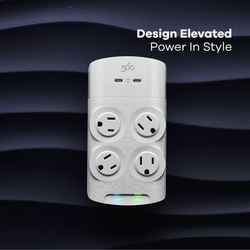 360 Electrical Revolve 60 Watt USB-C Wall Tap Power Surge Protector with 2 USB C Ports, 4 Rotating Outlets, Multi Plug Outlet Splitter, Electric Wall Outlet Adapter, Swivel Outlets Fit 4 Large Plugs in Kuwait