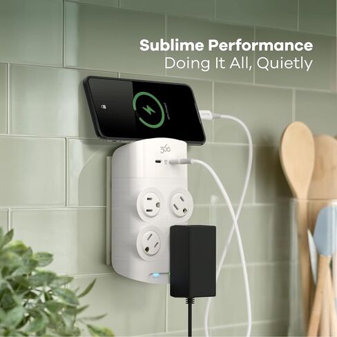 360 Electrical Revolve 60 Watt USB-C Wall Tap Power Surge Protector with 2 USB C Ports, 4 Rotating Outlets, Multi Plug Outlet Splitter, Electric Wall Outlet Adapter, Swivel Outlets Fit 4 Large Plugs in Kuwait