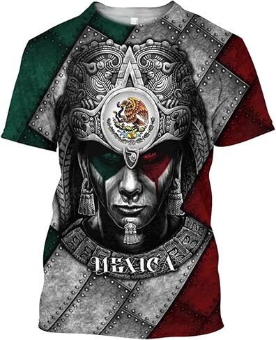 Desantiago - Aztec Mexico Shirt 3D Digital Print Short Sleeve, Full Size S-5XL, Aztec Shirts for Men/Women, Mexican Gifts in Saudi Arabia