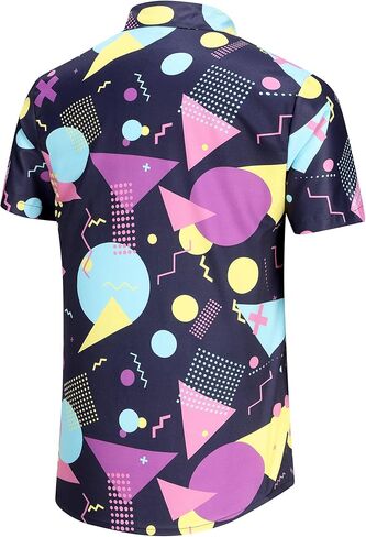 KYKU 80s Costume 90s Clothes Hawaiian Shirt for Men Button Down Shirts Short Sleeve Retro Disco Outfits in Saudi Arabia