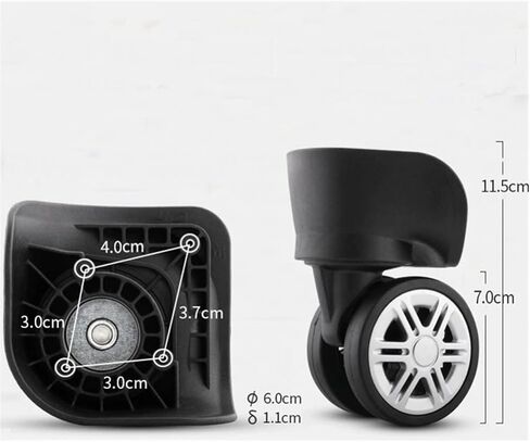 Zoofen Luggage Wheels Replacement Black Suitcase Wheels Replacement Suitcase Caster Wheels with 4 Screw Holes (Z-293) in Kuwait