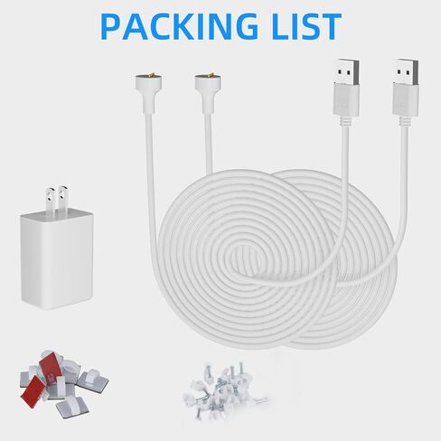 16Ft/5m Charging Cable with Adapter for Google Nest Cam and Battery - 2nd Generation, Weatherproof Outdoor Cable Magnetic Connection Port Charging Cable Cameras Power Cord (White)-1Pack in Saudi Arabia