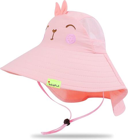 Bienvenu Kids UPF 50+ Sun Hat with Neck Flap, Fishing Beach Outdoor Bucket Hat, Girls Boys Summer Sun Protection Hat in Saudi Arabia