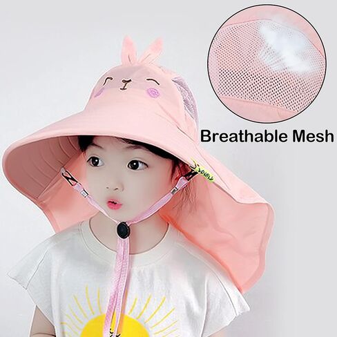 Bienvenu Kids UPF 50+ Sun Hat with Neck Flap, Fishing Beach Outdoor Bucket Hat, Girls Boys Summer Sun Protection Hat in Saudi Arabia