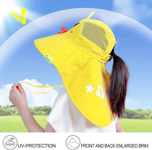 Bienvenu Kids UPF 50+ Sun Hat with Neck Flap, Fishing Beach Outdoor Bucket Hat, Girls Boys Summer Sun Protection Hat in Saudi Arabia