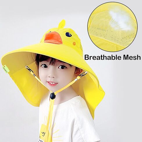Bienvenu Kids UPF 50+ Sun Hat with Neck Flap, Fishing Beach Outdoor Bucket Hat, Girls Boys Summer Sun Protection Hat in Saudi Arabia