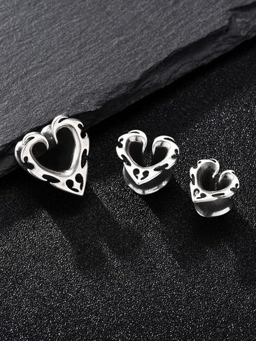 PiercingJ 2 قطعة سدادات الأذن على شكل قلب مزدوجة أنفاق الأذن المتوهجة أقراط هيبوالرجينيك المتوسع نقالة ثقب الجسم مجوهرات 0G 00G in Saudi Arabia