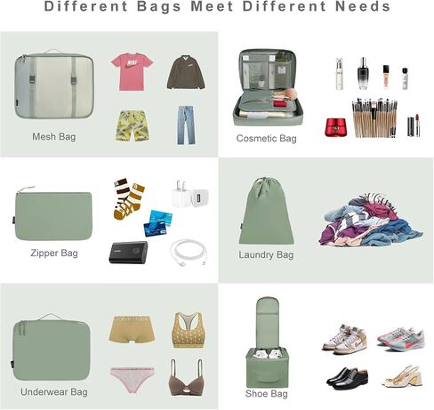 BAGAIL 8 Set Packing Cubes Luggage Packing Organizers and 3Bagail Ultralight Zipper Pouch in Saudi Arabia