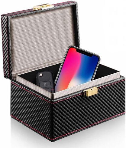 حافظة إشارة مفتاح السيارة ThreeH مضادة للسرقة بطاقة تمرير من ألياف الكربون صندوق فاراداي حجم كبير للهواتف المحمولة المتعددة ومفاتيح فوب in Kuwait