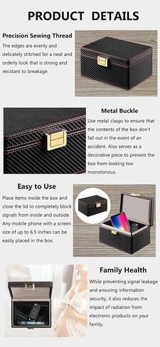 حافظة إشارة مفتاح السيارة ThreeH مضادة للسرقة بطاقة تمرير من ألياف الكربون صندوق فاراداي حجم كبير للهواتف المحمولة المتعددة ومفاتيح فوب in Kuwait