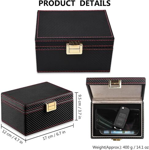 حافظة إشارة مفتاح السيارة ThreeH مضادة للسرقة بطاقة تمرير من ألياف الكربون صندوق فاراداي حجم كبير للهواتف المحمولة المتعددة ومفاتيح فوب in Kuwait