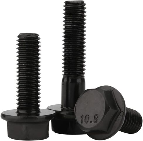 M8 x 35mm Flanged Hex Head Bolts Flange Hexagon Screws, Grade 10.9 Alloy Steel, Black Oxide Finish, Partial Thread, 10 PCS in Saudi Arabia