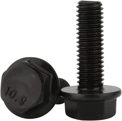 M8 x 35mm Flanged Hex Head Bolts Flange Hexagon Screws, Grade 10.9 Alloy Steel, Black Oxide Finish, Partial Thread, 10 PCS in Saudi Arabia