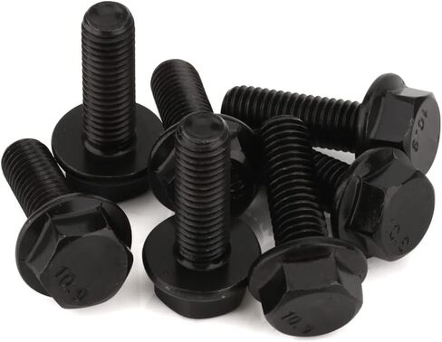 M8 x 35mm Flanged Hex Head Bolts Flange Hexagon Screws, Grade 10.9 Alloy Steel, Black Oxide Finish, Partial Thread, 10 PCS in Saudi Arabia