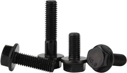 M8 x 35mm Flanged Hex Head Bolts Flange Hexagon Screws, Grade 10.9 Alloy Steel, Black Oxide Finish, Partial Thread, 10 PCS in Saudi Arabia
