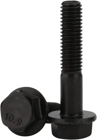 M8 x 35mm Flanged Hex Head Bolts Flange Hexagon Screws, Grade 10.9 Alloy Steel, Black Oxide Finish, Partial Thread, 10 PCS in Saudi Arabia