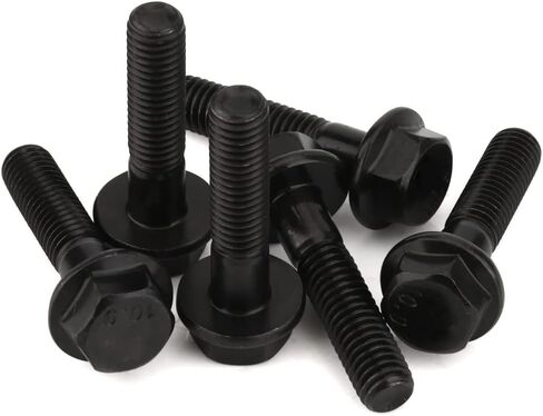 M8 x 35mm Flanged Hex Head Bolts Flange Hexagon Screws, Grade 10.9 Alloy Steel, Black Oxide Finish, Partial Thread, 10 PCS in Saudi Arabia
