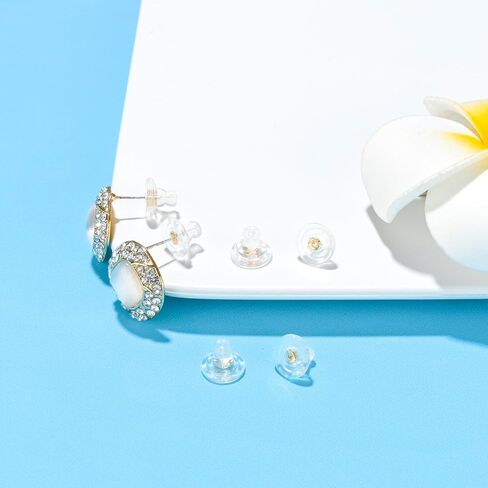 Earring Backs,18K Gold Silicone Earring Backs Replacements,Locking Secure Earring Backs for Studs/Droopy Ears,No-Irritate Hypoallergenice Soft Clear Earring Backs for Adults in Saudi Arabia
