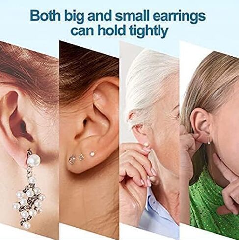 Earring Backs,18K Gold Silicone Earring Backs Replacements,Locking Secure Earring Backs for Studs/Droopy Ears,No-Irritate Hypoallergenice Soft Clear Earring Backs for Adults in Saudi Arabia