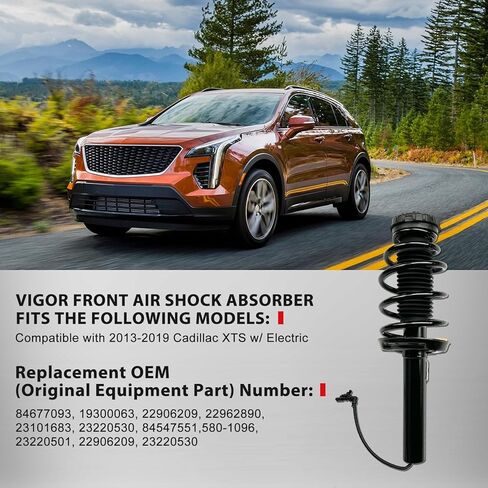 ممتص صدمات الهواء الأمامي VIGOR مع زنبرك متوافق مع كاديلاك XTS 2013-2019 مع دعامة تعليق هوائي للسيارة الكهربائية، رقم OEM 19300063، 22906209، 22962890 in Kuwait