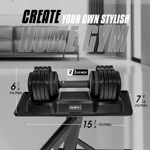 Yes4All 25/55LB أوزان دمبل فردية/زوجية قابلة للتعديل، 5 في 1 أوزان مجانية مع مقبض قرص ثانٍ لمستويات مختلفة من التمارين in Kuwait