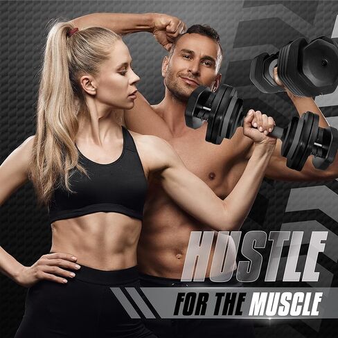 Yes4All 25/55LB أوزان دمبل فردية/زوجية قابلة للتعديل، 5 في 1 أوزان مجانية مع مقبض قرص ثانٍ لمستويات مختلفة من التمارين in Kuwait