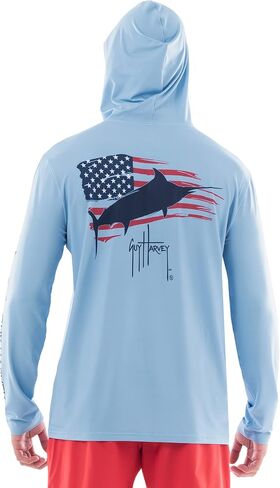 Guy Harvey Men's Long Sleeve UPF 50+ Sun Protection Performance Hoodie With Gaiter in Saudi Arabia