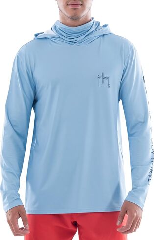 Guy Harvey Men's Long Sleeve UPF 50+ Sun Protection Performance Hoodie With Gaiter in Saudi Arabia