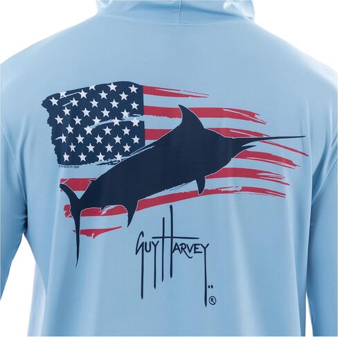 Guy Harvey Men's Long Sleeve UPF 50+ Sun Protection Performance Hoodie With Gaiter in Saudi Arabia