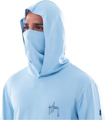 Guy Harvey Men's Long Sleeve UPF 50+ Sun Protection Performance Hoodie With Gaiter in Saudi Arabia