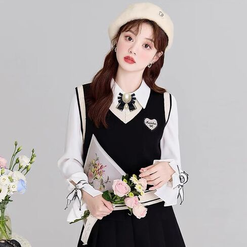 FASELE Bow Brooch Pre-Tied Neck Tie Pearl Brooch Pin Striped Bow Tie for Women Wedding Party Bow Tie in Kuwait