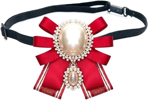 FASELE Bow Brooch Pre-Tied Neck Tie Pearl Brooch Pin Striped Bow Tie for Women Wedding Party Bow Tie in Kuwait